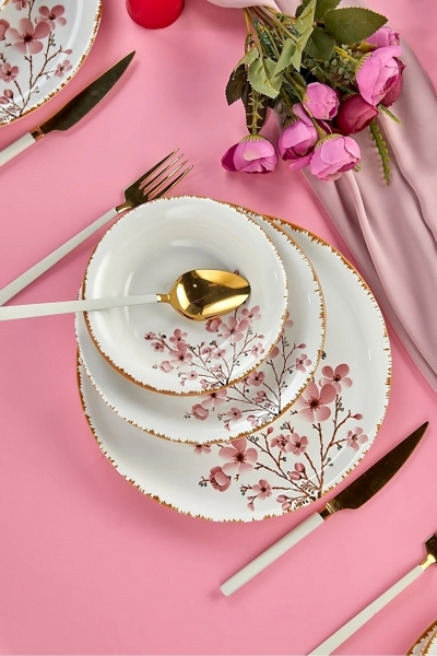 Erbaşlar Sakura Çiçeği 18 Parça Yemek Takımı (18 Parça)