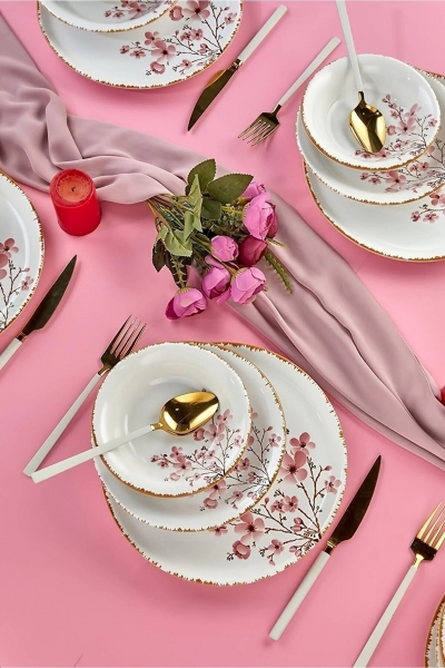 Erbaşlar Sakura Çiçeği 18 Parça Yemek Takımı (18 Parça)