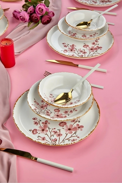 Erbaşlar Sakura Çiçeği 18 Parça Yemek Takımı (18 Parça)
