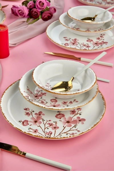 Erbaşlar Sakura Çiçeği 18 Parça Yemek Takımı (18 Parça)