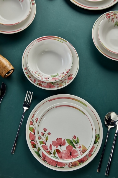 Erbaşlar Magnolya 24 Parça Yemek Takımı (Pembe / 24 Parça)