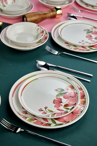 Erbaşlar Magnolya 24 Parça Yemek Takımı (Pembe / 24 Parça)
