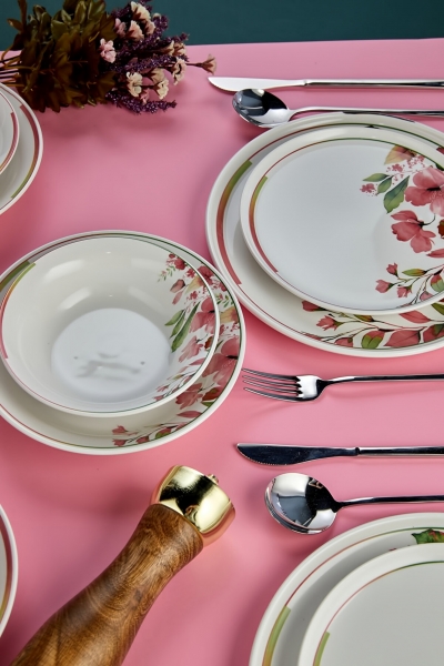Erbaşlar Magnolya 24 Parça Yemek Takımı (Pembe / 24 Parça)