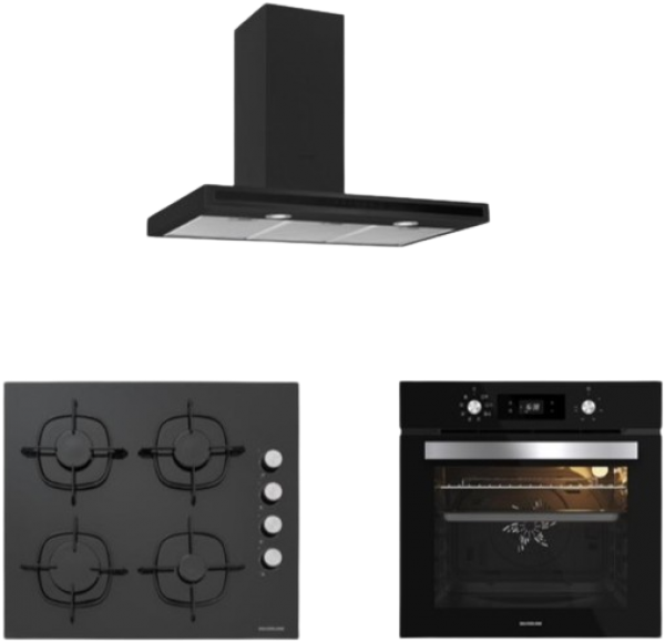 Silverline Siyah Ankastre Set CS5335B02 + BO65E4B01 + 3173 Quadro