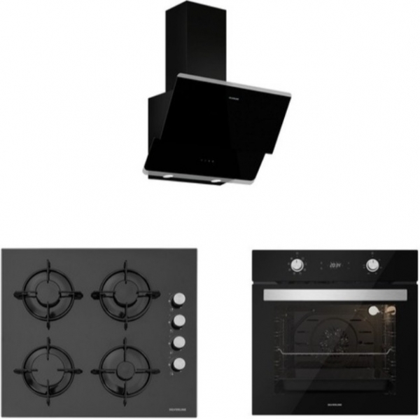 Silverline Siyah Ankastre Set CS5349B01 + BO6504B01 + 3490 Oslo 60
