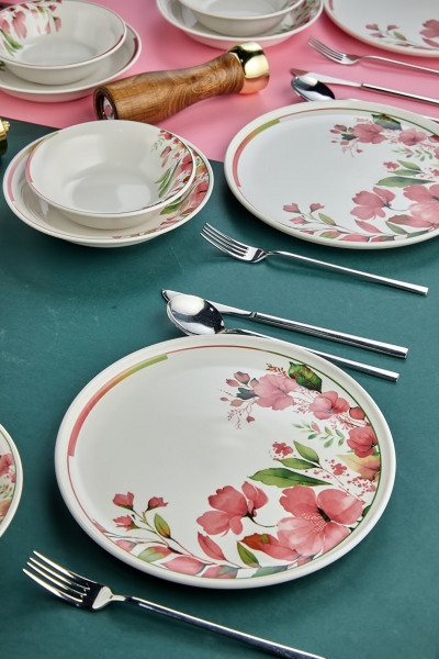Erbaşlar Magnolya 18 Parça Yemek Takımı (Pembe / 18 Parça)