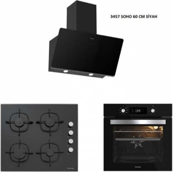 Silverline Siyah Ankastre Set CS5335B02 + BO65E4B01 + 3457 Soho 60
