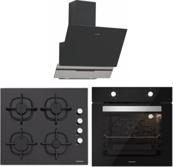 Silverline Siyah Ankastre Set CS5343B01 + BO6501B01 + 3450 Slimline 60