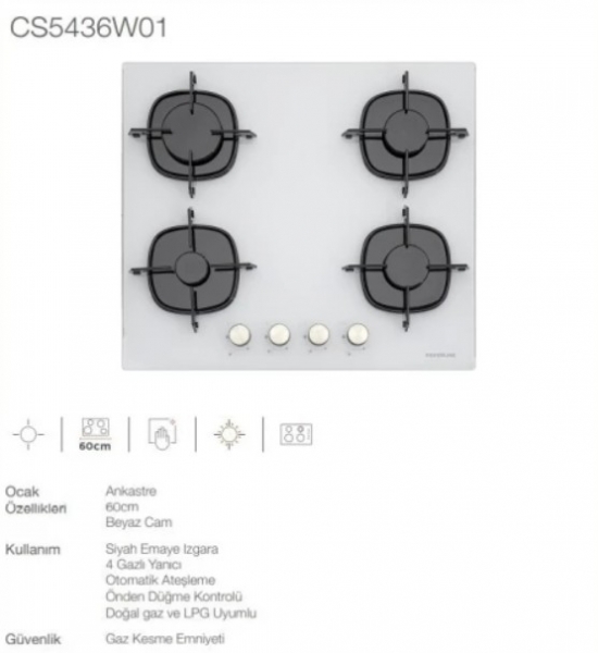 Silverline Beyaz Ankastre Set CS5436W01 + BO65E4W01 + 3481 FLAM