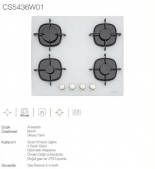 Silverline Beyaz Ankastre Set CS5436W01 + BO65E4W01 + 3481 FLAM