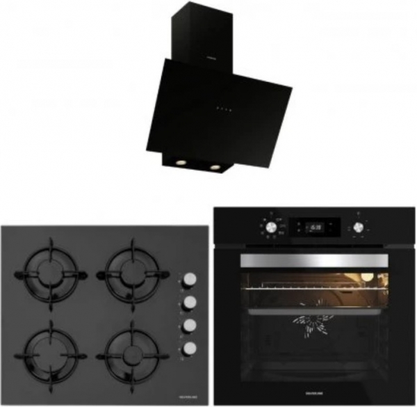 Silverline Siyah Ankastre Set CS5349B01 + BO65E4B01 + 3481 FLAM