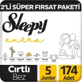 Sleepy Extra Günlük Aktivite 5 Beden 174 Adet Bebek Bezi