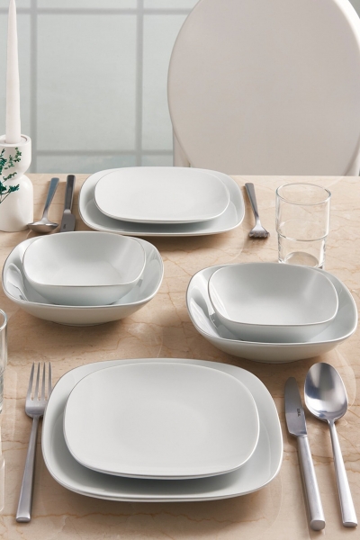 Güral Porselen Mimoza 24 Parça Yemek Takımı (Gümüş)