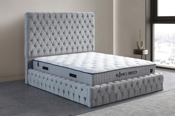 İndivani King 140x200 Baza+Başlık+Yatak Seti