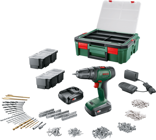 Bosch UniversalDrill 18V (2x1.5Ah) + SystemBox Akülü Matkap (2 Akülü)