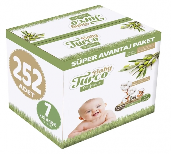 Baby Turco Doğadan 7 Beden 252 Adet Bebek Bezi