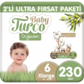 Baby Turco Doğadan 6 Beden 230 Adet Bebek Bezi