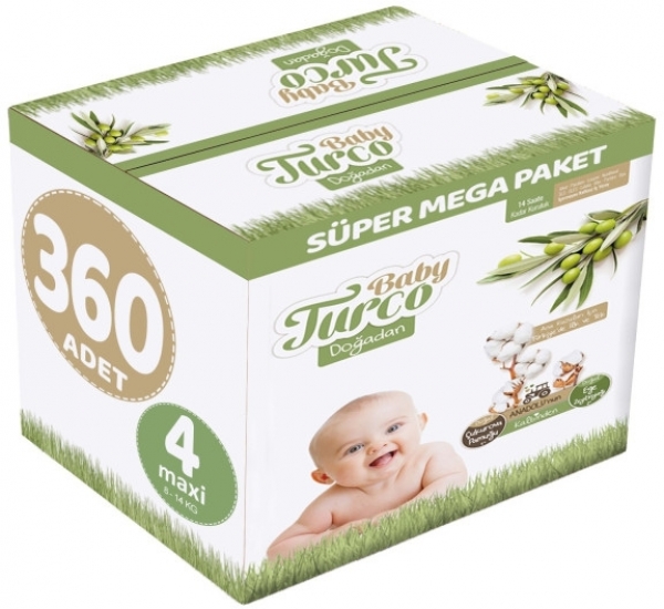 Baby Turco Doğadan 4 Beden 360 Adet Bebek Bezi