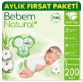 Bebem Natural 1 Beden 200 Adet Bebek Bezi