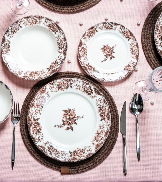 Rubi Porselen Flowers 48 Parça Yemek Takımı