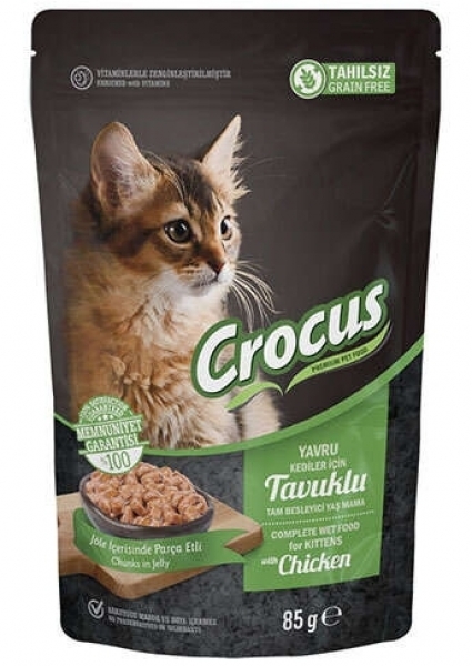 Crocus Tahılsız Tavuklu Jöleli Yavru 85 gr Kedi Maması