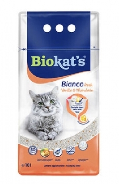 Biokats Bianco Vanilya ve Mandalina Topaklaşan 10 lt Kedi Kumu