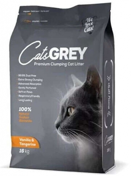 Cats Grey Vanilya Aromalı Bentonit Topaklanan 16 kg Kedi Kumu