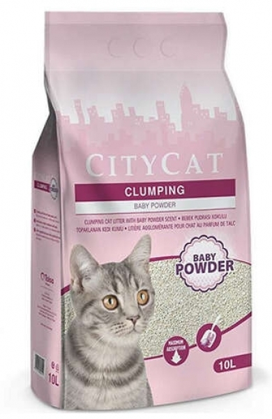 City Cat Bebek Pudrası Kokulu Topaklanan 10 lt Kedi Kumu
