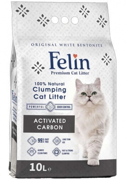 Felin İnce Taneli Active Carbon Topaklanan 10 lt Kedi Kumu
