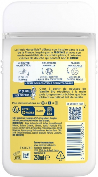 Le Petit Marseillais Vanilya Sütü 250 ml Duş Jeli