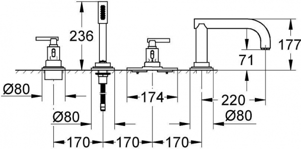 Grohe Atrio 19142000 Küvet Bataryası