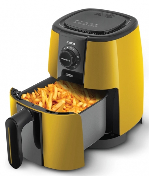Karaca Smart Cook 60 Dakika Zaman Ayarlı Compact Air Fryer Fritöz (Sarı)