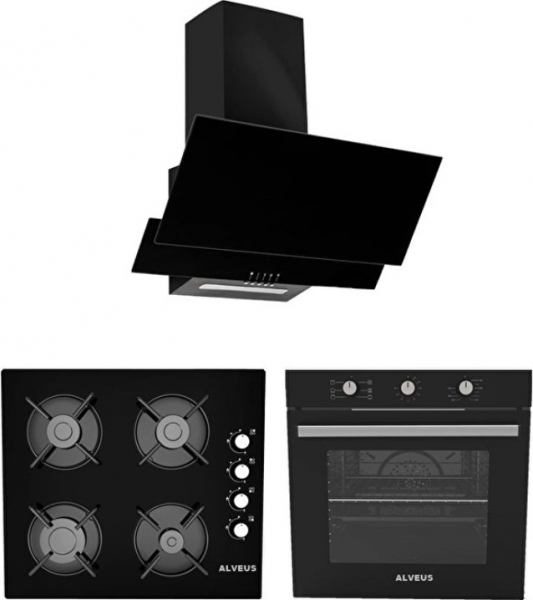 Alveus Siyah Ankastre Set ALV GLS 640 + ALV MFA 614 + F17