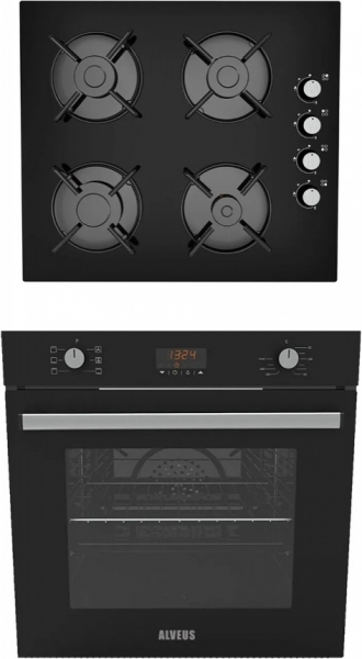 Alveus Siyah 2'li Ankastre Set ALV GLS 640 + MFA 627C +