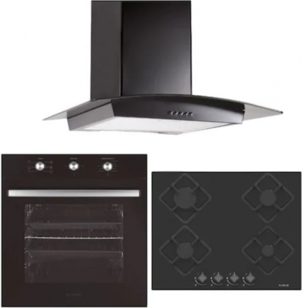Alveus Petunya Siyah Ankastre Set ALV GLS 640 + ALV MFA 614 + İber