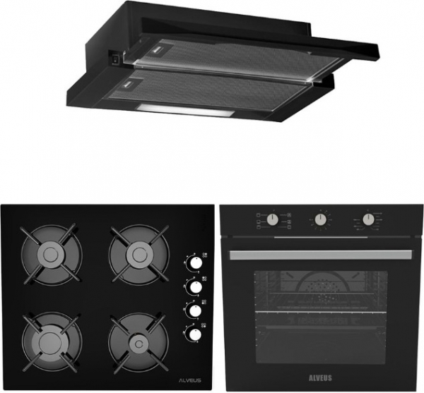 Alveus Siyah Ankastre Set ALV GLS 640 + ALV MFA 614 + F5ECR