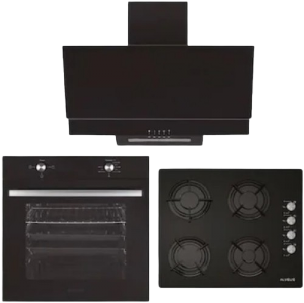 Alveus Arya Siyah Ankastre Set ALV GLS 640 + MFA 604 + ALV F17 PB