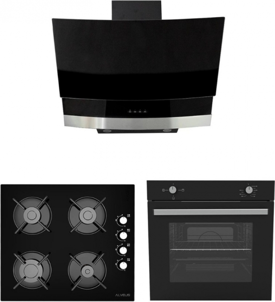 Alveus Siyah Ankastre Set ALV GLS 640 + MFA 604 + MOD NOF
