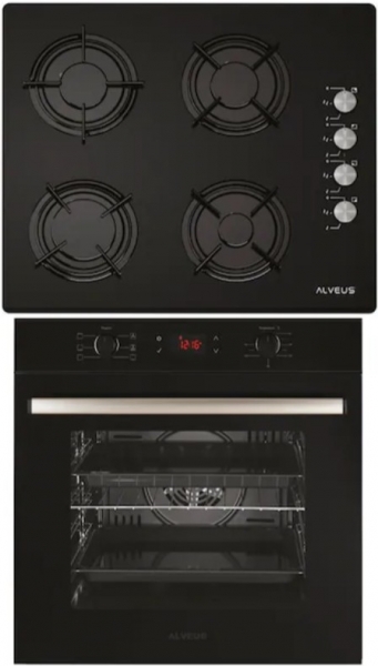 Alveus Kristal Siyah 2'li Ankastre Set ALV GLS 640 + ALV MFA 627 +