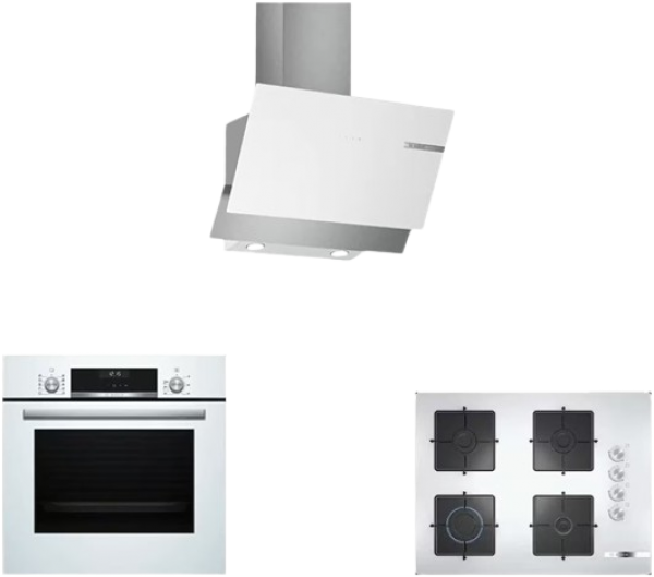 Bosch Beyaz Ankastre Set POP7C2O12O + HBJ558YW5T + DWK65AD20R