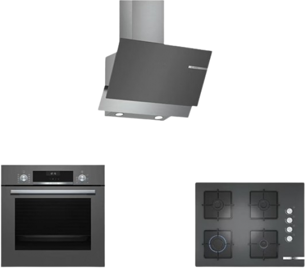 Bosch Gri Ankastre Set POP7C9O12O + HBJ558YH5T + DWK65AD70R