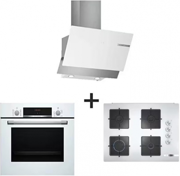 Bosch Beyaz Ankastre Set POP7C2O12O + HIF534EW3T + DWK65AD20R