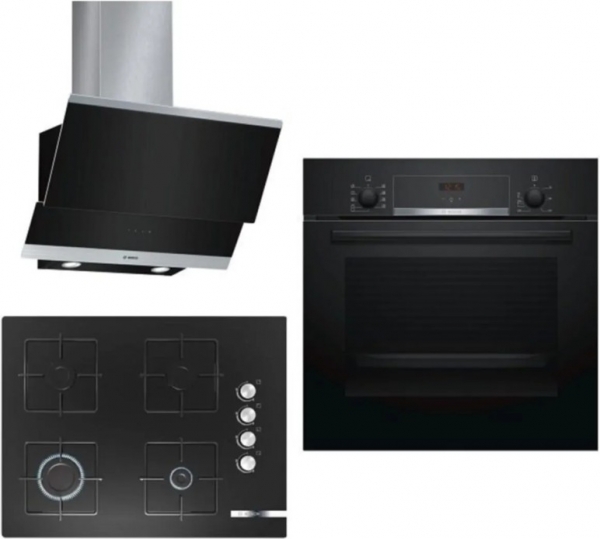 Bosch Siyah Ankastre Set POP7C6O12O + HBF534EB0T + DWK065G60T