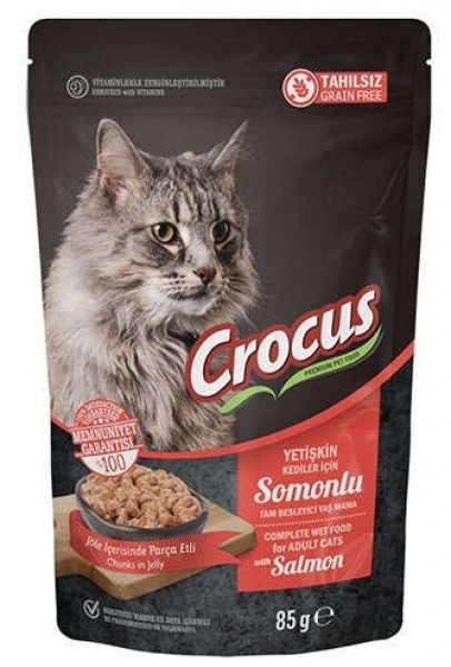 Crocus Tahılsız Somonlu Jöleli 85 gr Kedi Maması