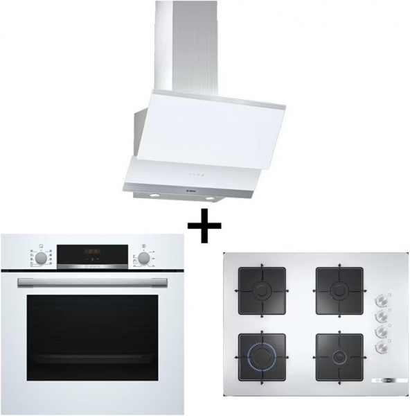Bosch Beyaz Ankastre Set POP7C2O12O + HBF534EW0T + DWK065G20T