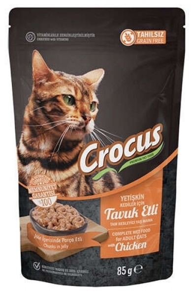 Crocus Tahılsız Tavuklu Jöleli 85 gr Kedi Maması
