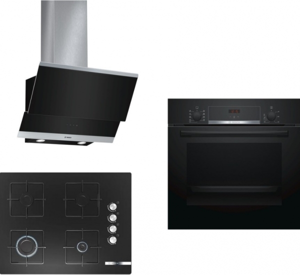 Bosch Siyah Ankastre Set POP7C6O12O + HBF514BB0T + DWK065G60T