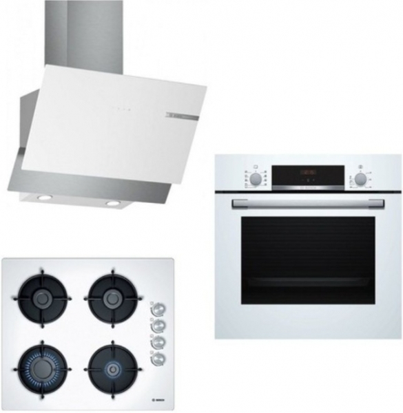 Bosch Beyaz Ankastre Set POP6C2O10O + HBF514BW0T + DWK65AD20R