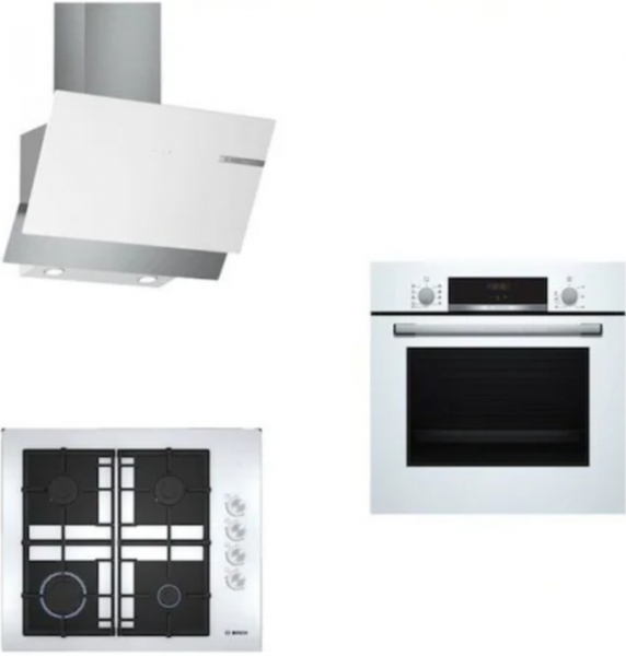 Bosch Beyaz Ankastre Set POP6C2O92O + HBF514BW1T + DWK65AD20R