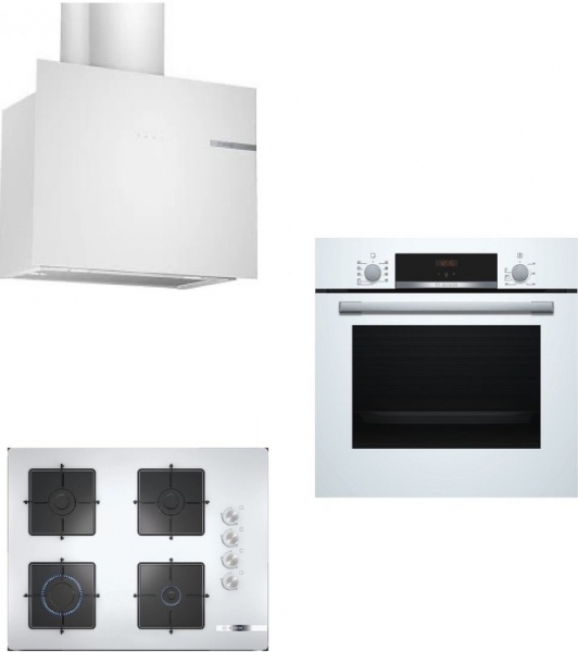 Bosch Beyaz Ankastre Set POP7C2O12O + HBF514BW1T + DWF65AJ20T
